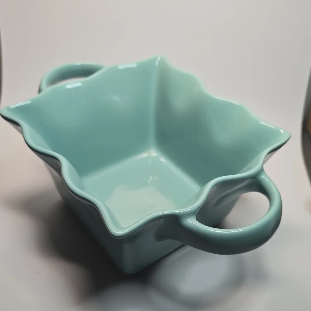 Aqua Ceramic Serving Dish with Handles